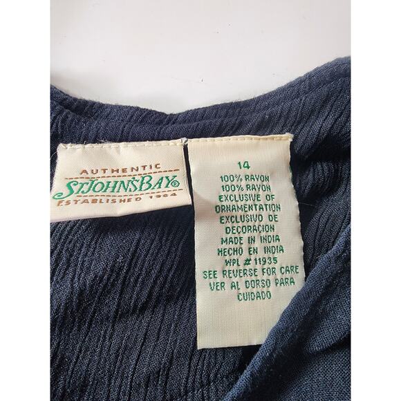 ST JOHN'S BAY Black Orange Front Tie Boho Hippie Flowing Maxi Dress SZ 14 - Picture 5 of 7